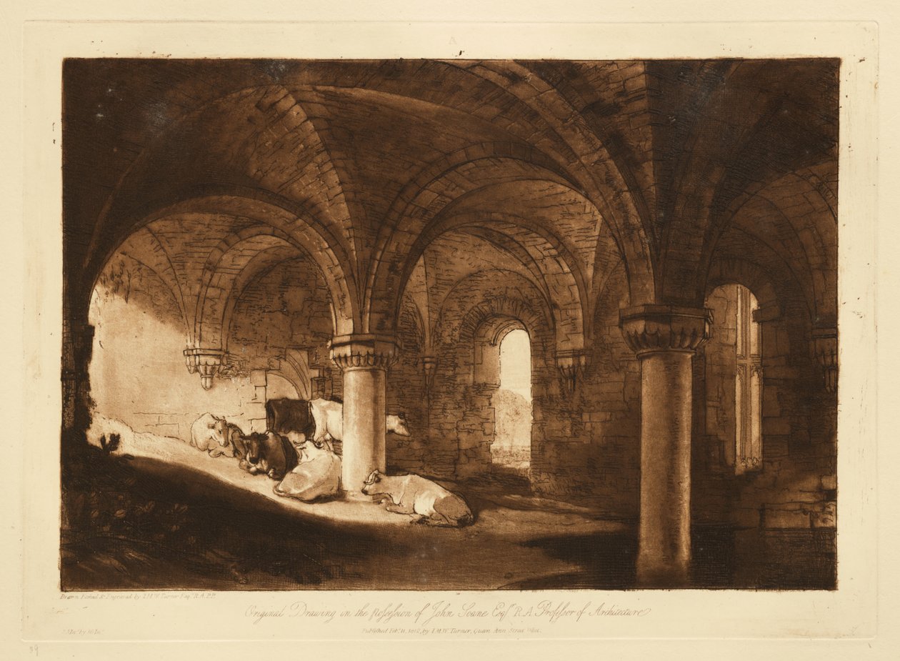 Kirkstall Abbeyn krypta tekijältä Joseph Mallord William Turner