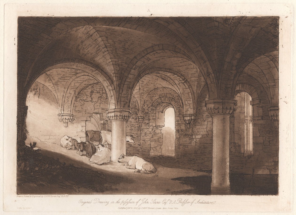 Kirkstall Abbeyn krypta tekijältä Joseph Mallord William Turner