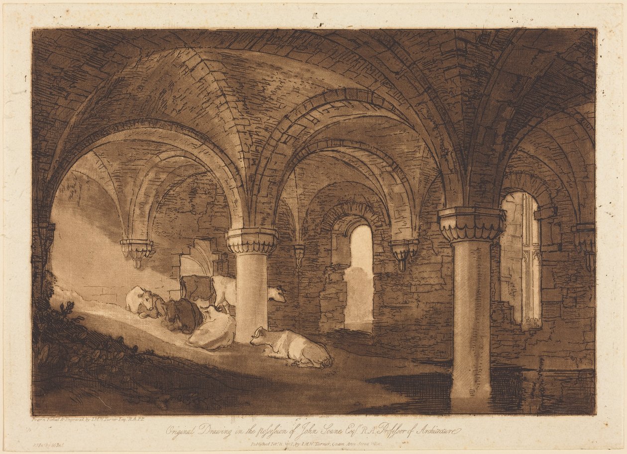 Kirkstall Abbeyn krypta tekijältä Joseph Mallord William Turner