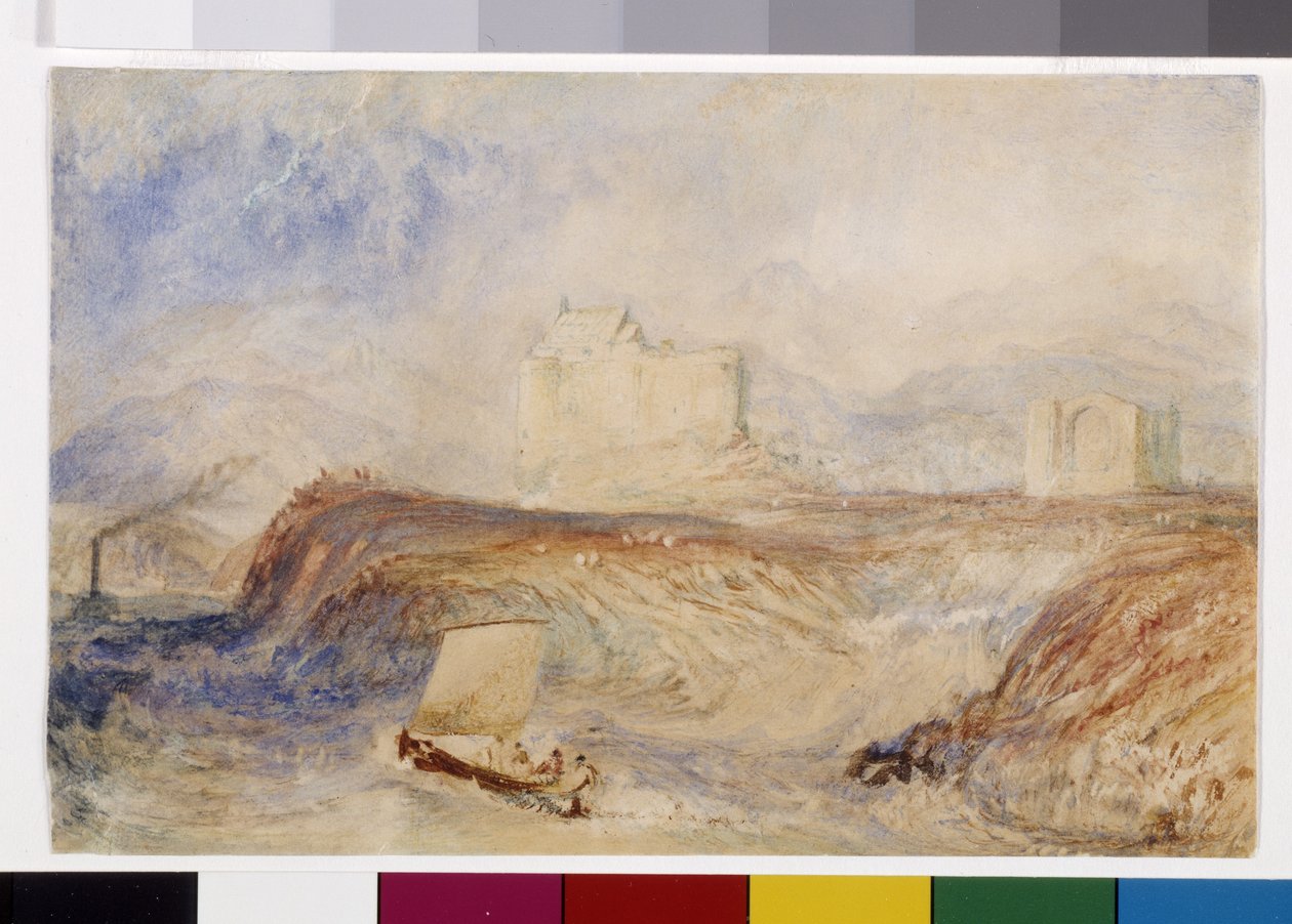 Dunstaffnage (akvarelli ja guassi valkoisella paperilla) tekijältä Joseph Mallord William Turner