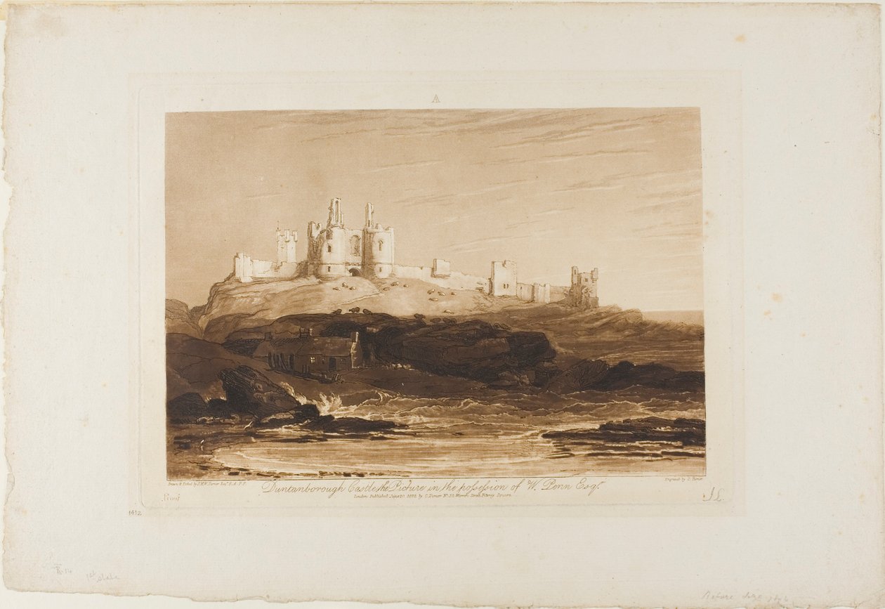 Dunstanborough Castle, levy 14 Liber Studiorumilta tekijältä Joseph Mallord William Turner