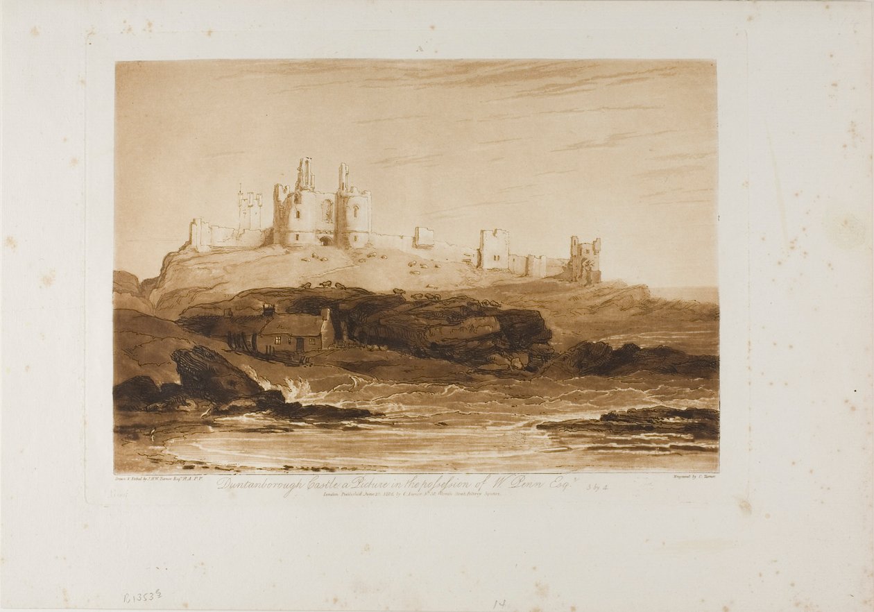 Dunstanborough Castle, levy 14 Liber Studiorumilta tekijältä Joseph Mallord William Turner