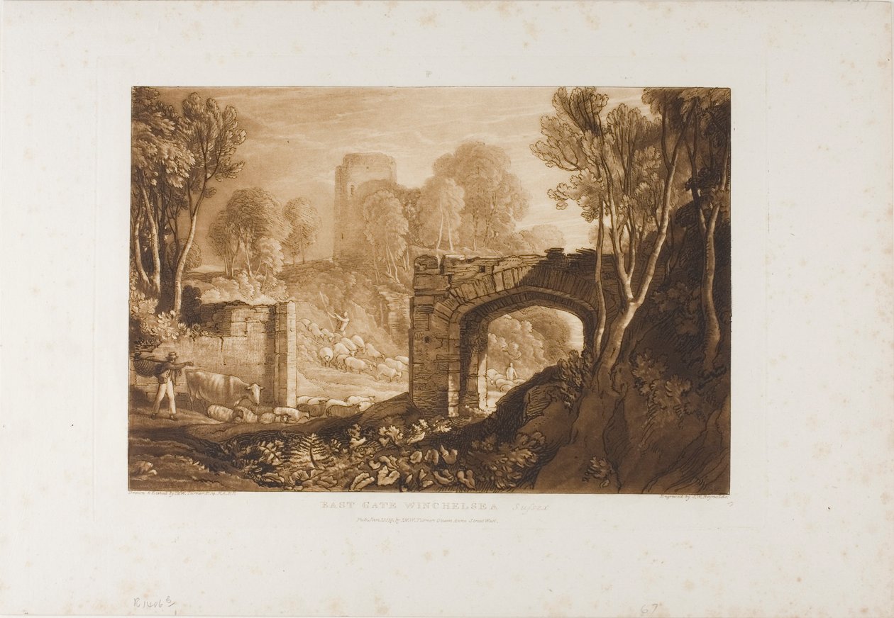 East Gate, Winchelsea, levy 67 Liber Studiorumilta tekijältä Joseph Mallord William Turner