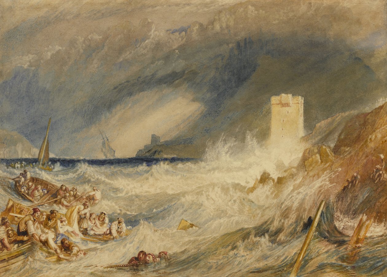 Sisäänkäynti Fowey Harbouriin Cornwallissa, n. 1827 tekijältä Joseph Mallord William Turner