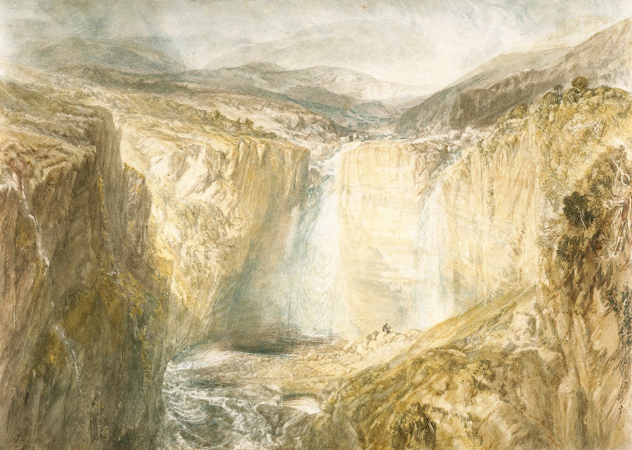 Fall Of The Tees, Yorkshire (akvarelli lyijykynällä luonnonvalkoisella kudottupaperilla) tekijältä Joseph Mallord William Turner