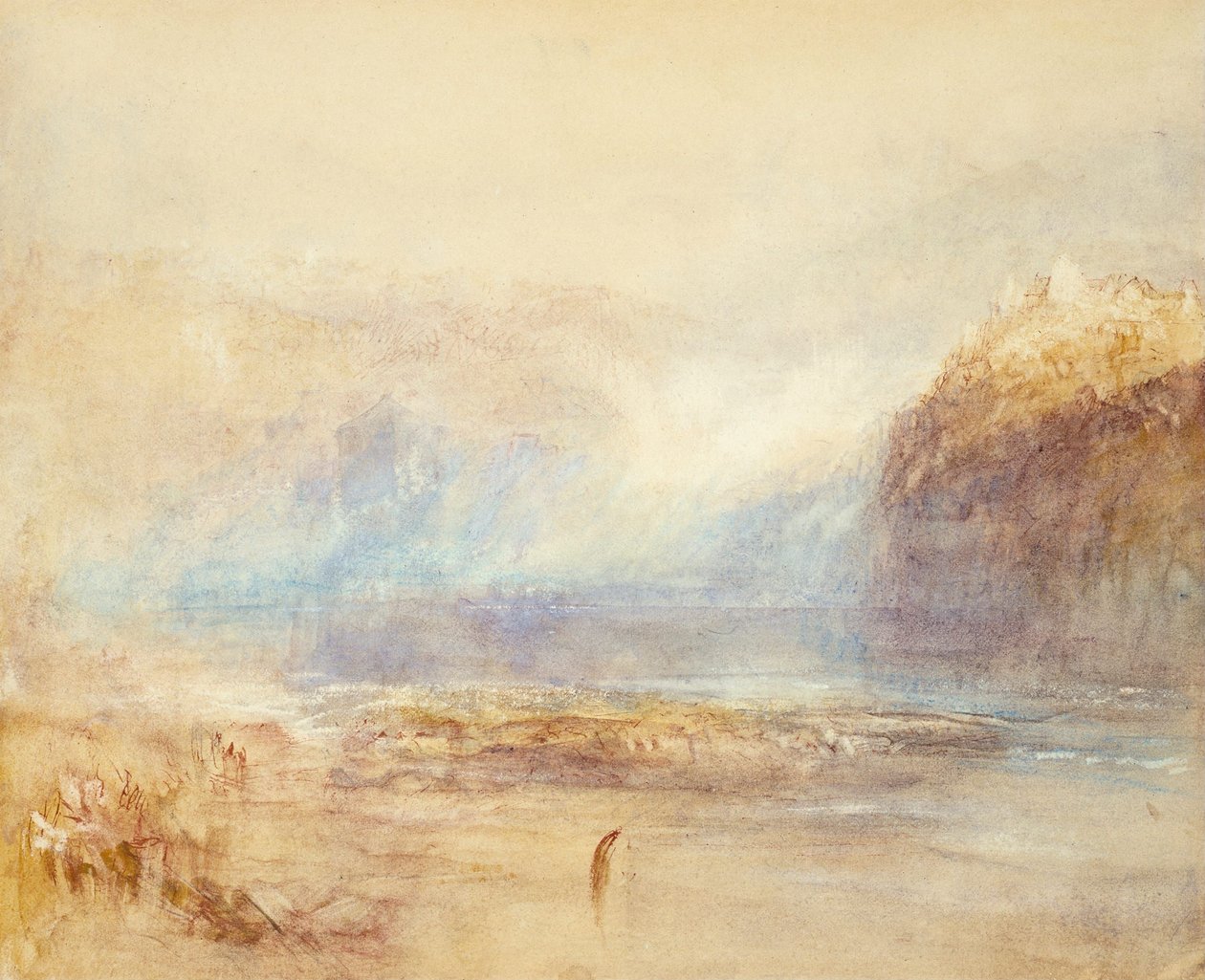 Reinin putoukset Schaffhausenissa - kaukonäkymä tekijältä Joseph Mallord William Turner