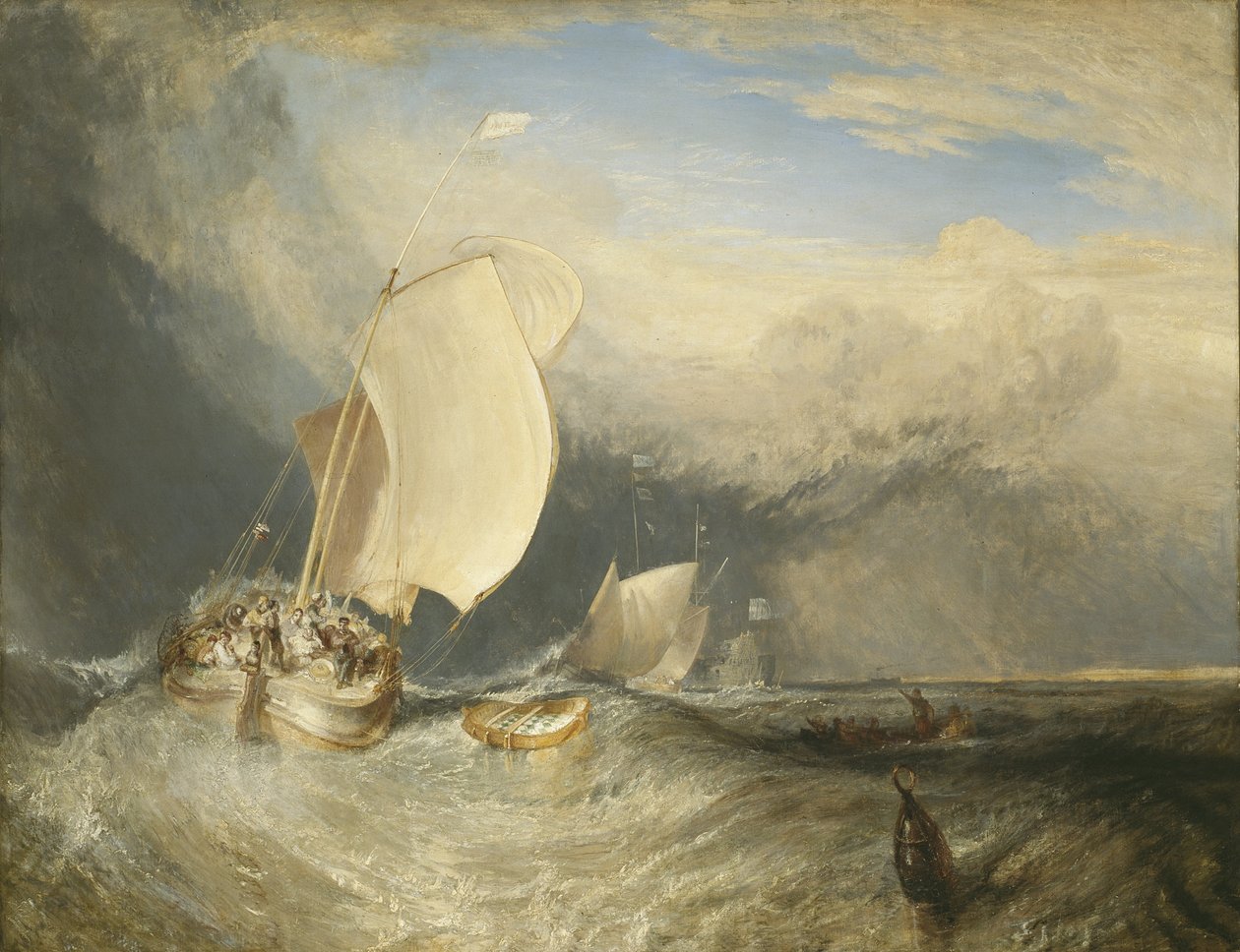 Kalastusveneet Hucksterien kanssa neuvottelemassa kalasta, 1837-38 tekijältä Joseph Mallord William Turner