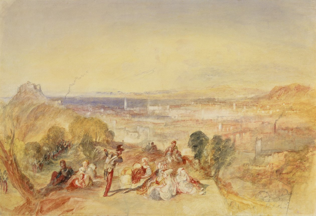 Genova, Italia, n. 1851 (akvarelli paperille) tekijältä Joseph Mallord William Turner