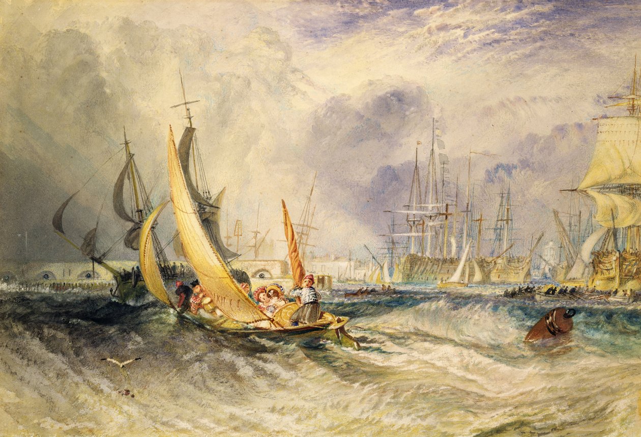 Gosport: Portsmouthin sataman sisäänkäynti (wc paperilla) tekijältä Joseph Mallord William Turner