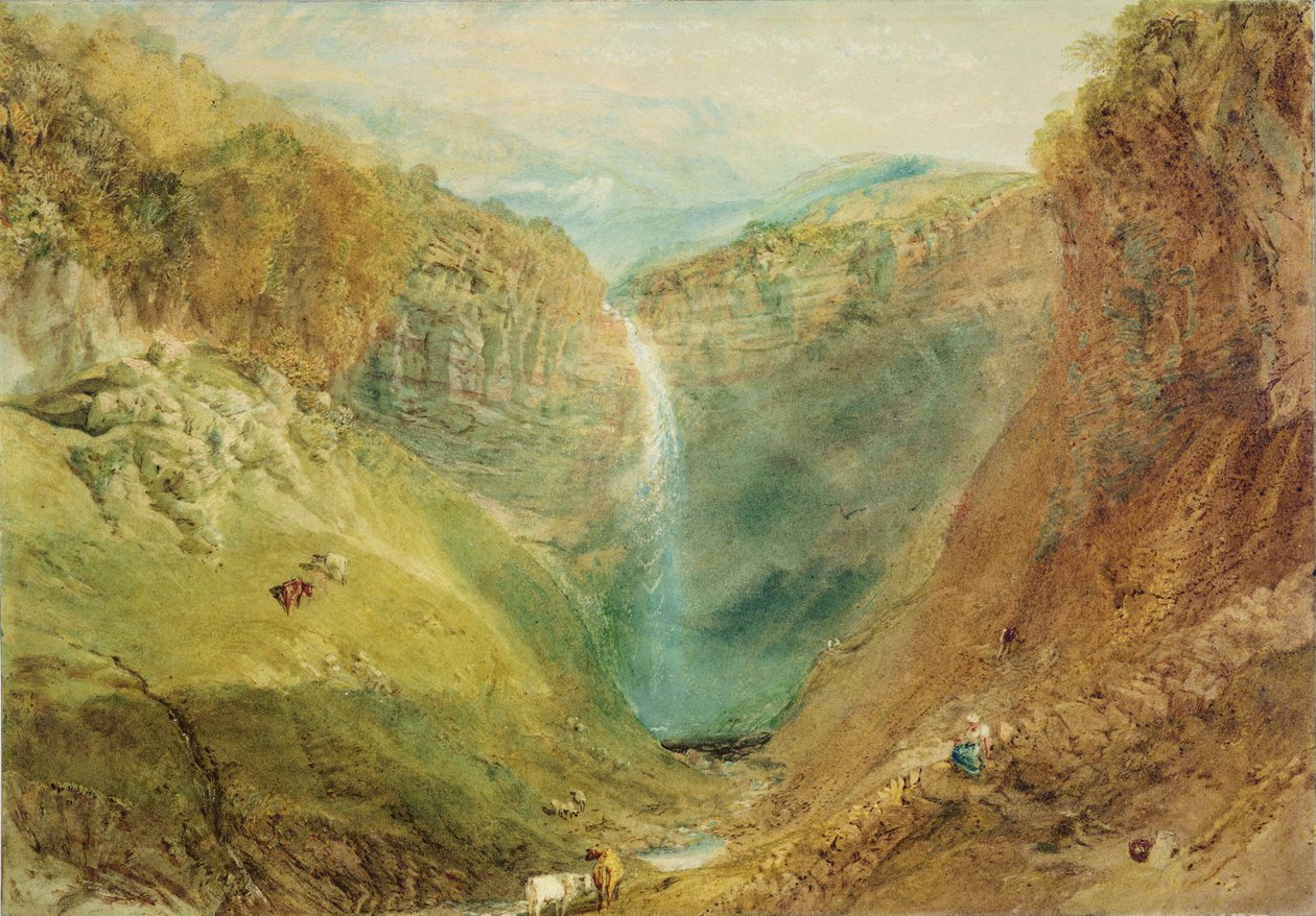 Hardraw Fall, Yorkshire, n. 1820 tekijältä Joseph Mallord William Turner