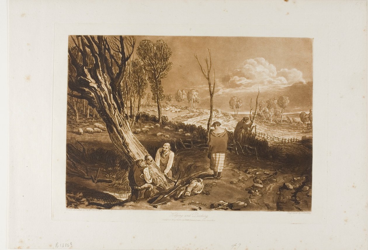 Suojaus ja ojitus, levy 47 Liber Studiorumilta tekijältä Joseph Mallord William Turner