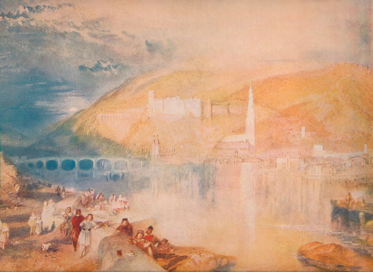 Heidelberg-Auringonlasku, c1840, 1918 tekijältä Joseph Mallord William Turner