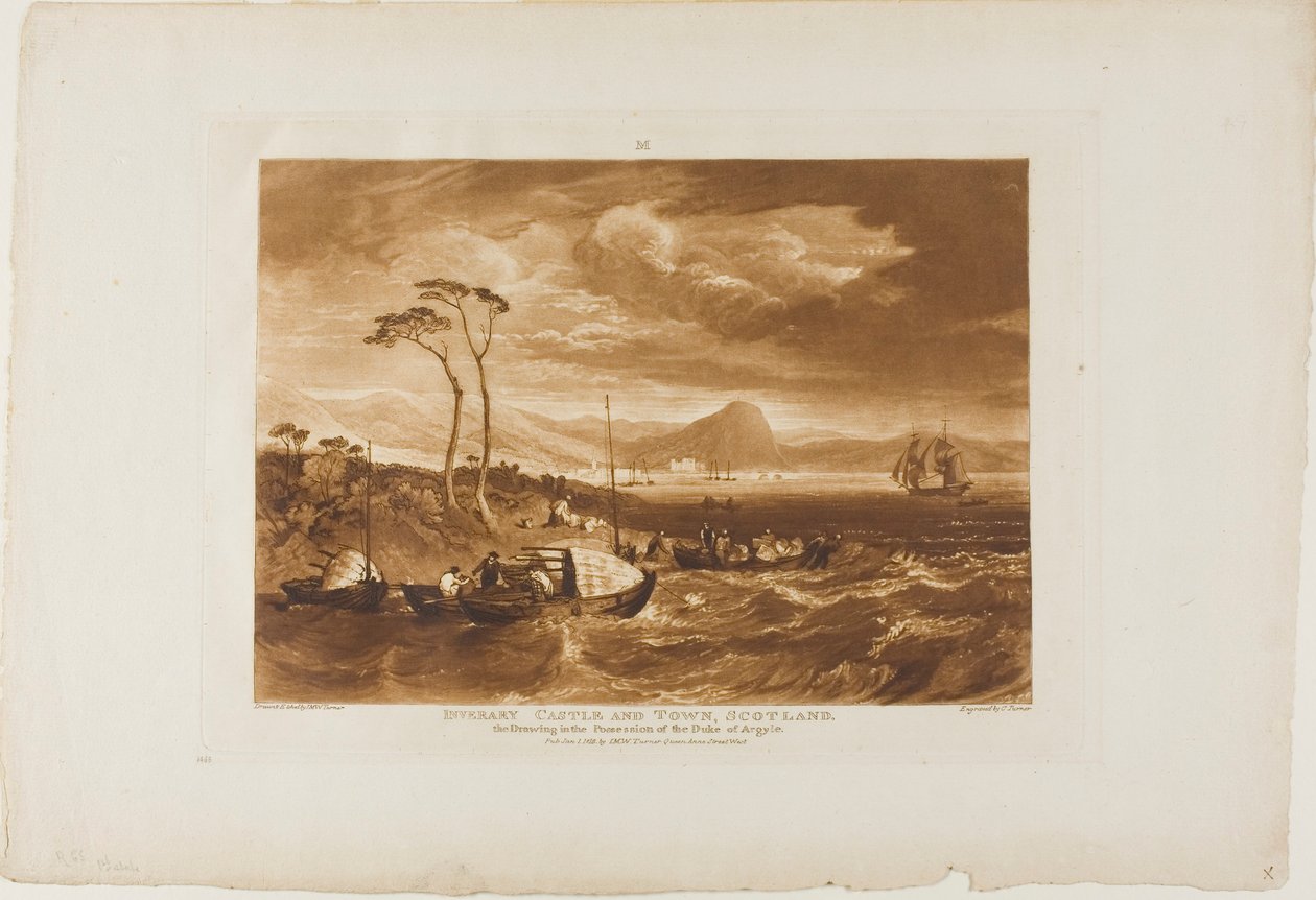 Inverarayn linna ja kaupunki, levy 65 Liber Studiorumilta tekijältä Joseph Mallord William Turner