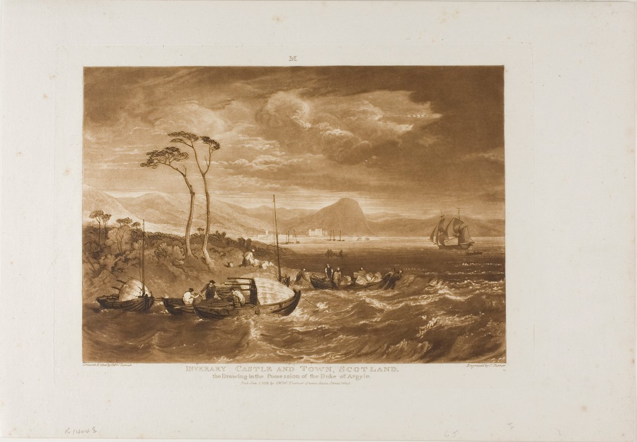 Inverarayn linna ja kaupunki, levy 65 Liber Studiorumilta tekijältä Joseph Mallord William Turner
