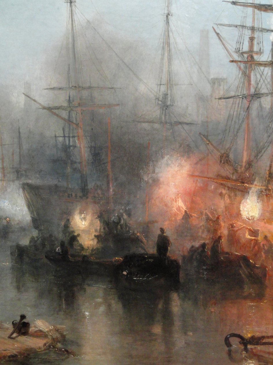 Keelmen Heaving in Coals by Moonlight, yksityiskohta, 1835 tekijältä Joseph Mallord William Turner