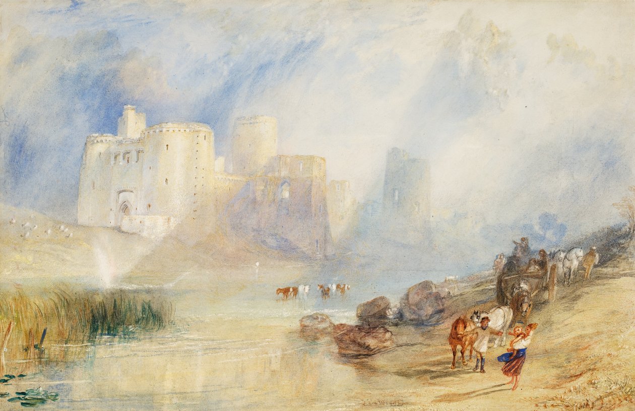 Kidwellyn linna, Carmarthenshire (akvarelli) tekijältä Joseph Mallord William Turner