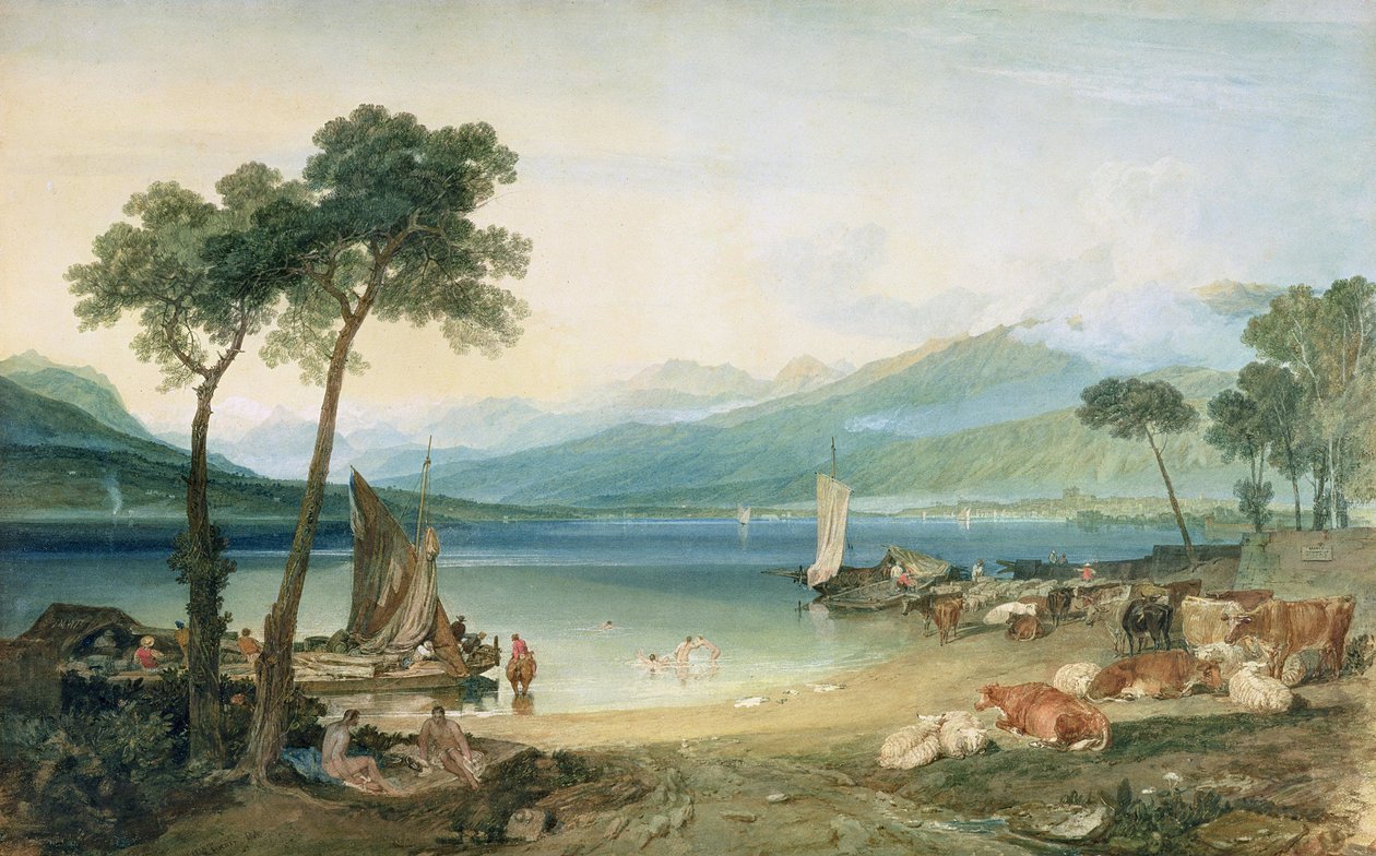 Genevejärvi ja Mont Blanc tekijältä Joseph Mallord William Turner