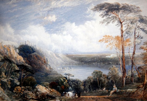 Maisema (akvarelli ja vartaloväri paperille) tekijältä Joseph Mallord William Turner