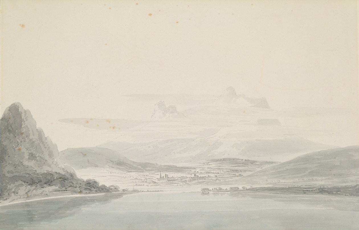 Maisema, John Robert Cozensin (1752-99) mukaan (kynä ja akvarelli paperille) tekijältä Joseph Mallord William Turner