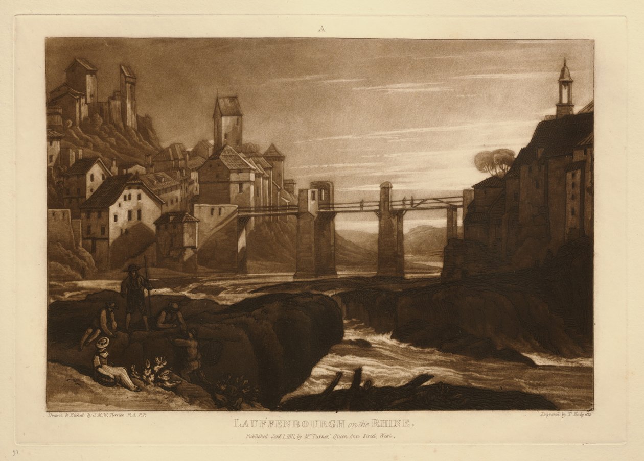 Laufenburg Reinin varrella tekijältä Joseph Mallord William Turner