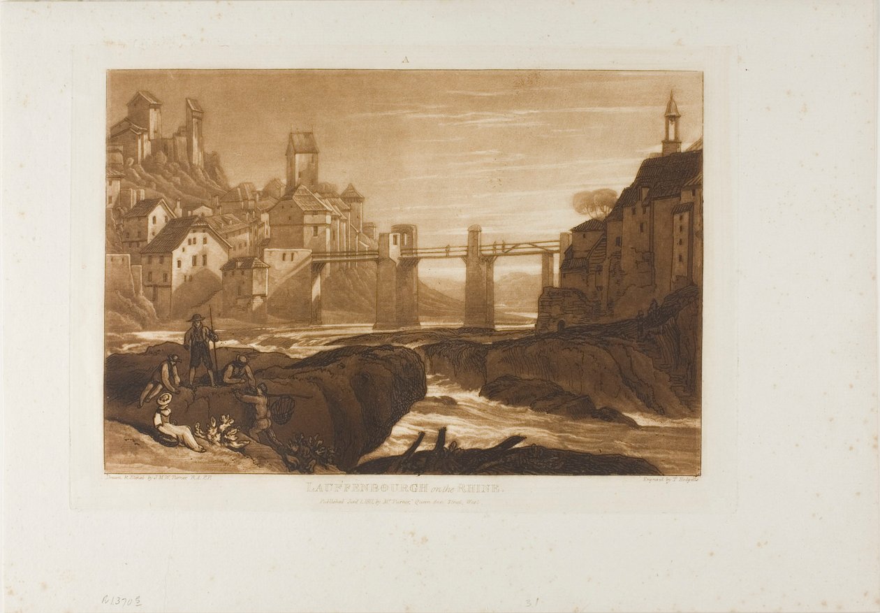Lauffenbourgh Reinillä, levy 31 Liber Studiorumilta tekijältä Joseph Mallord William Turner