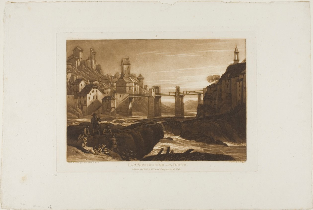 Lauffenbourgh Reinillä, levy 31 Liber Studiorumilta tekijältä Joseph Mallord William Turner