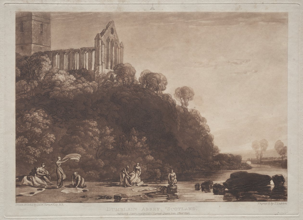 Liber Studiorum:  Dumblainin luostari, Skotlanti tekijältä Joseph Mallord William Turner