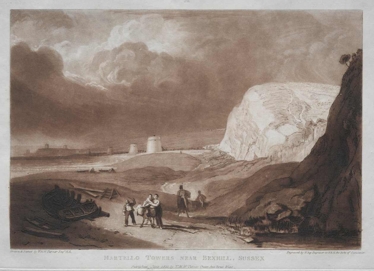 Tutkimuskirja: Martello Towers, lähellä Bexhilliä, Sussex tekijältä Joseph Mallord William Turner