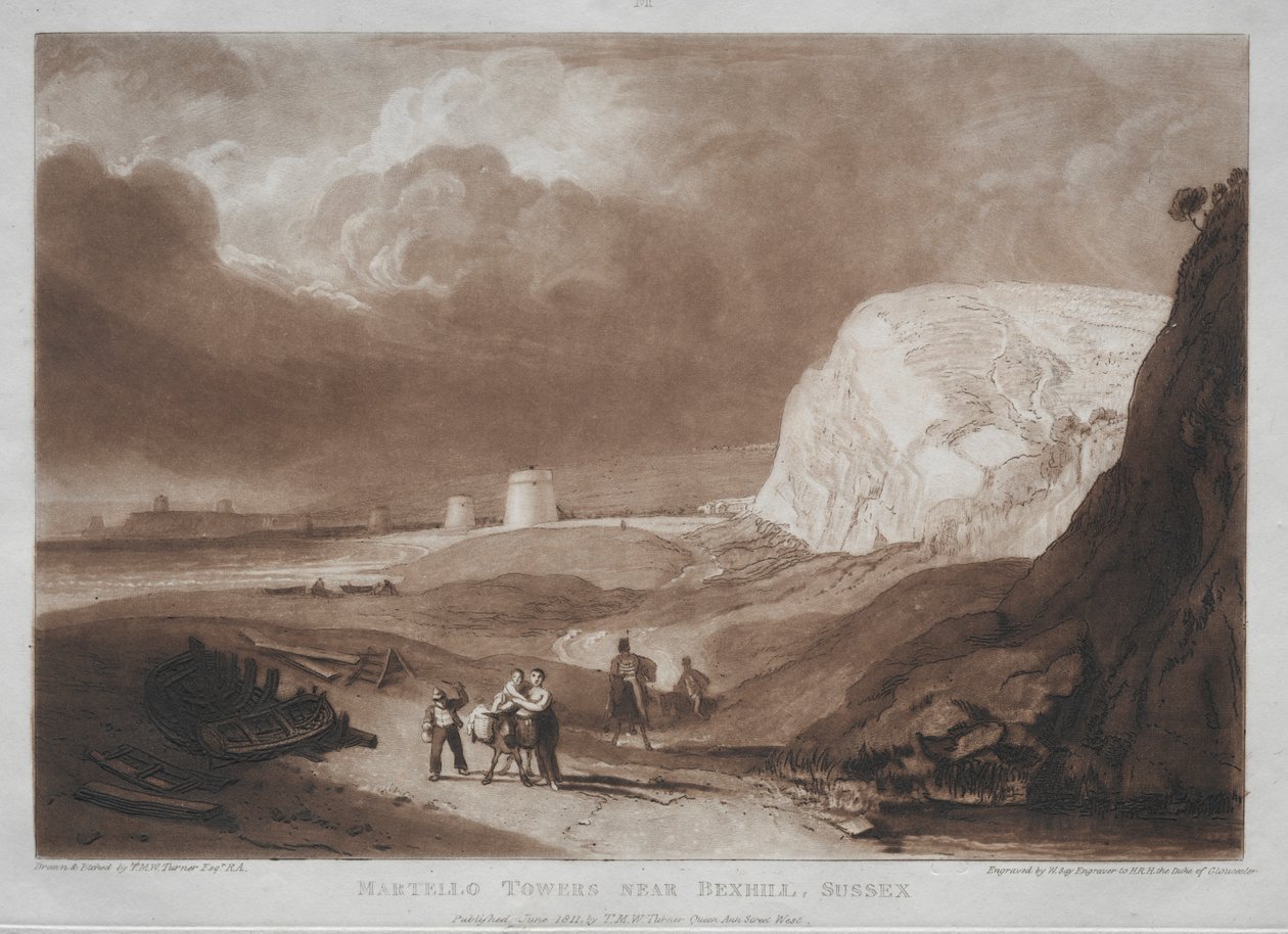 Tutkimuskirja: Martello Towers, lähellä Bexhilliä, Sussex. tekijältä Joseph Mallord William Turner