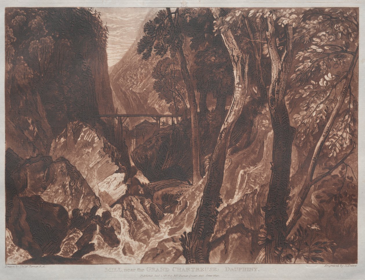 Liber Studiorum: Mylly lähellä Grand Chartreusea, Dauphiny tekijältä Joseph Mallord William Turner