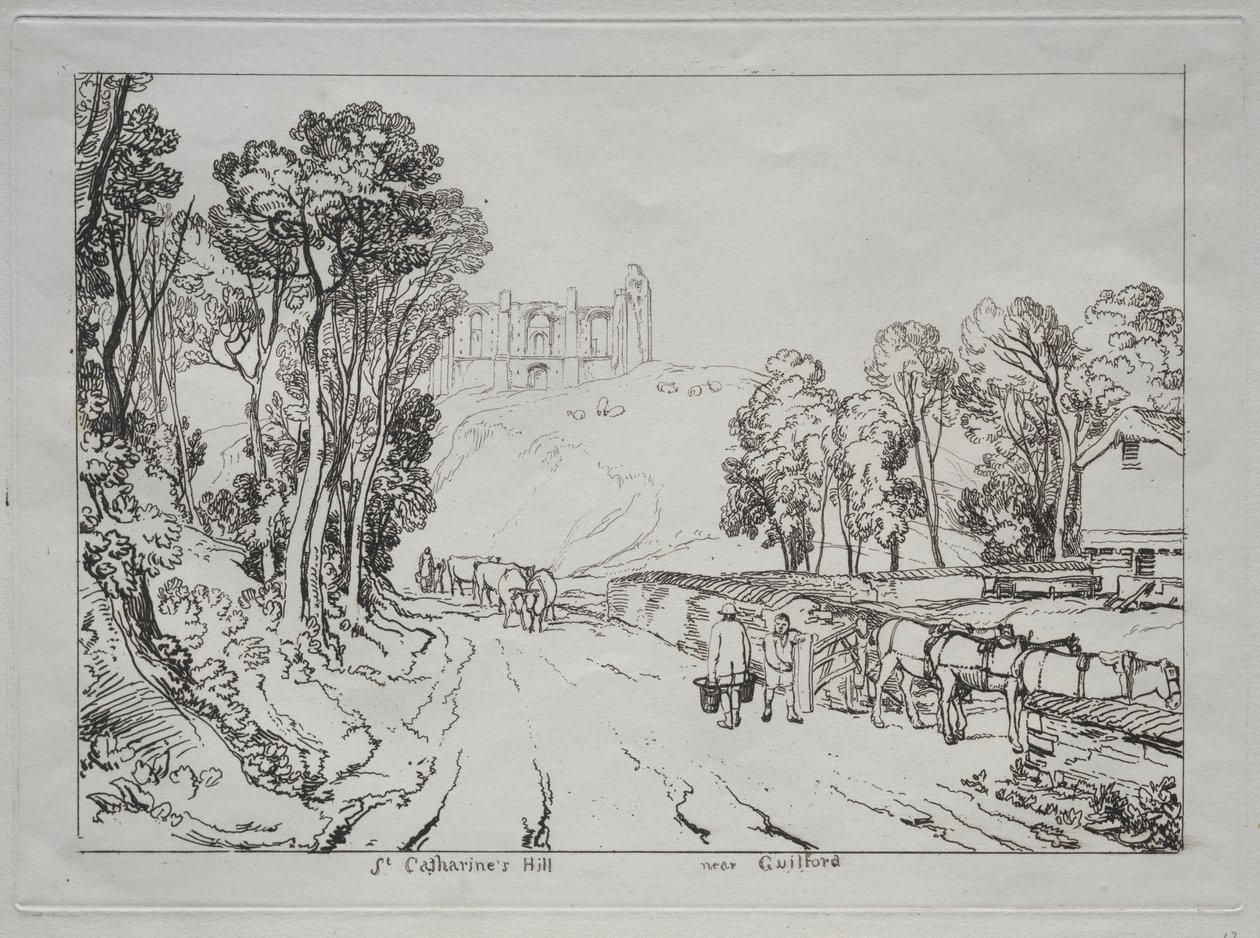 Liber Studiorum: St. Catherines Hill, lähellä Guilfordia. tekijältä Joseph Mallord William Turner