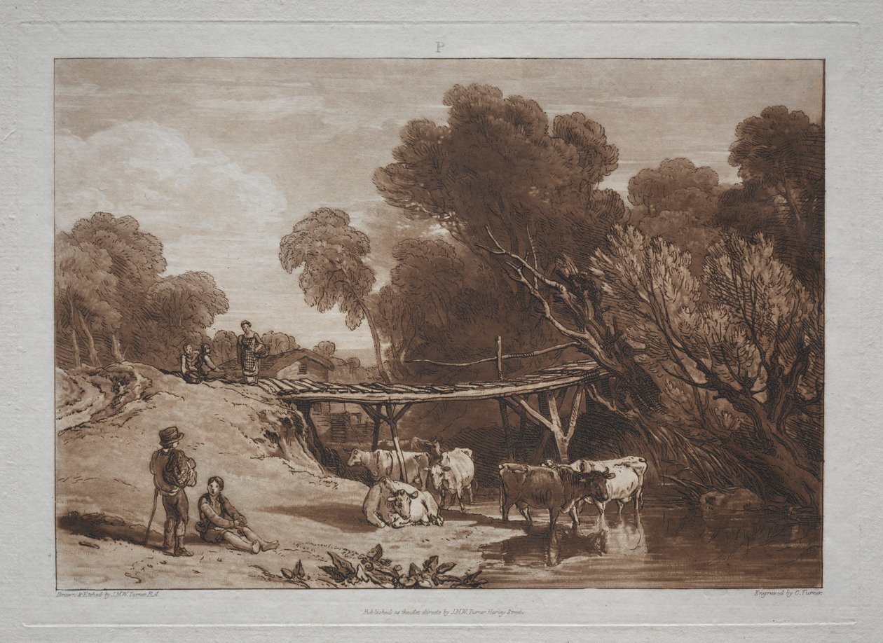 Liber Studiorum: Silta ja lehmät tekijältä Joseph Mallord William Turner