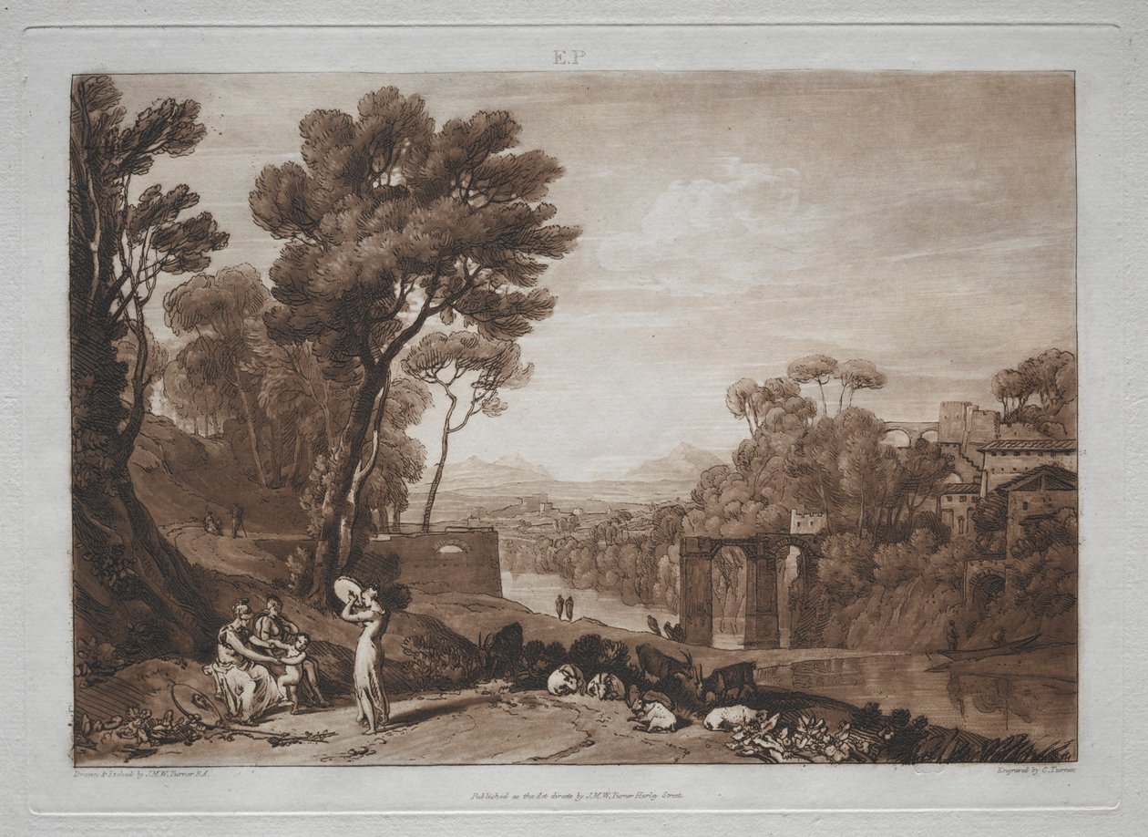 Liber Studiorum: Nainen ja tamburiini. tekijältä Joseph Mallord William Turner