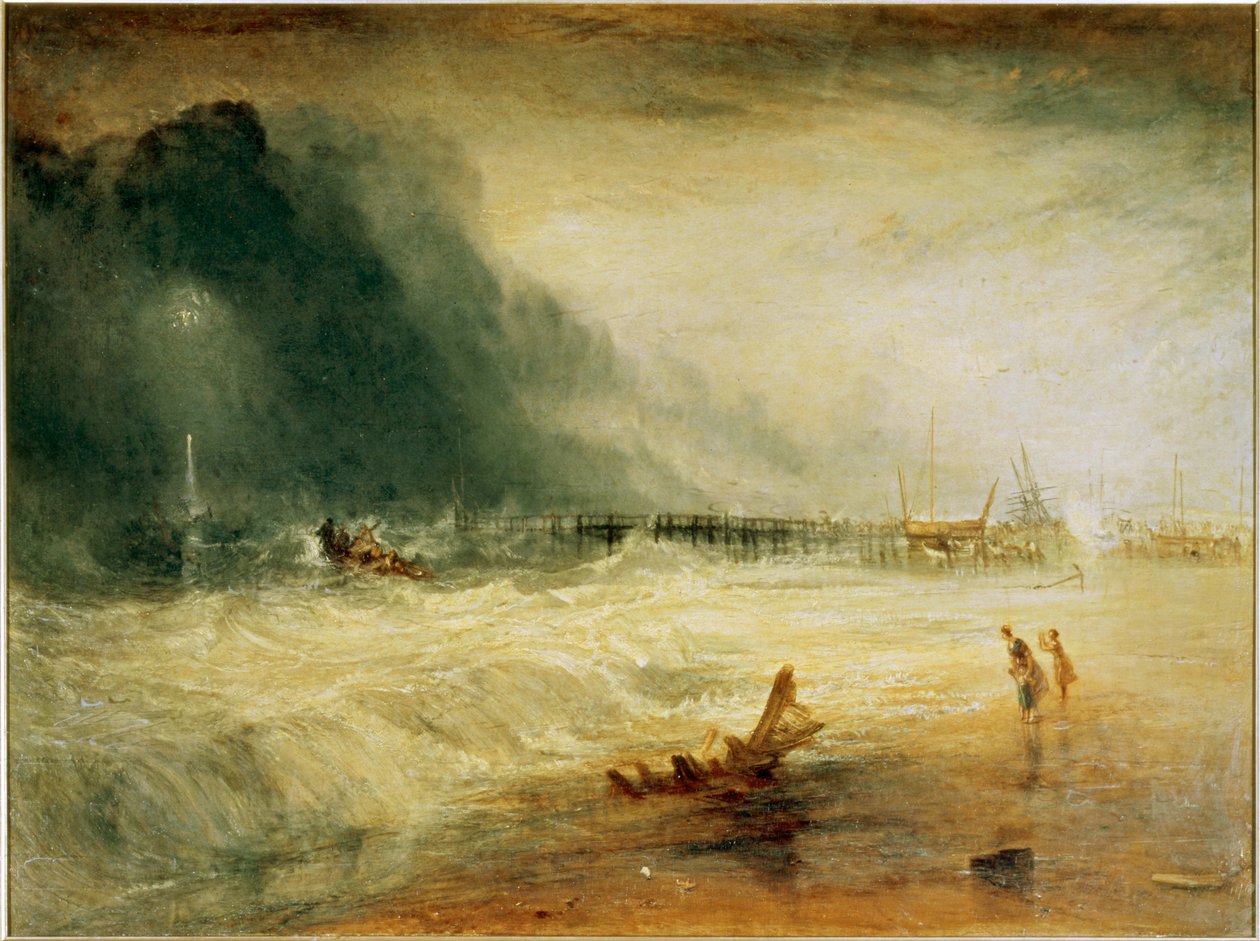 Pelastusvene ja miehistölaite menossa auttamaan merihätään joutunutta alusta, joka antaa hätäviestin ... (maalaus kankaalle) tekijältä Joseph Mallord William Turner