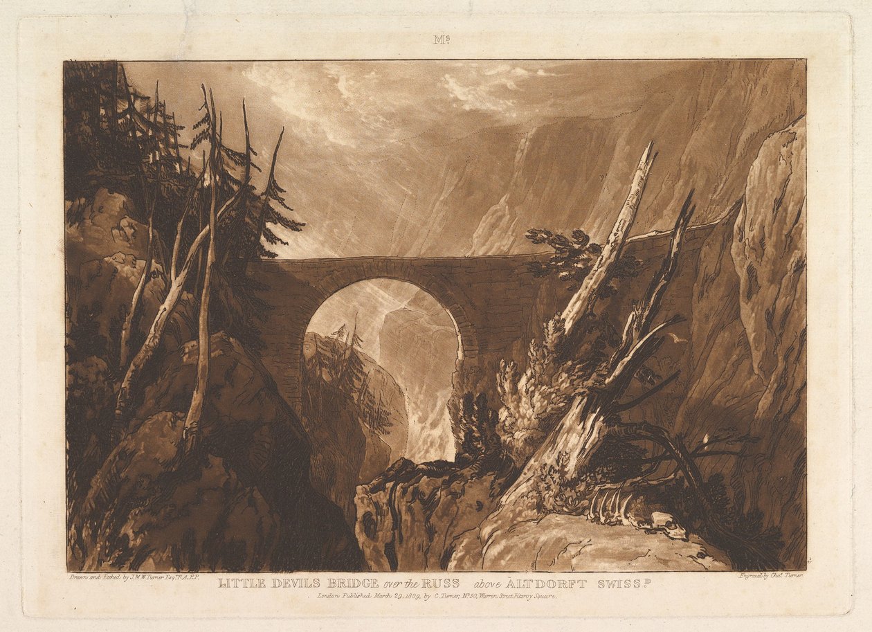 Little Devils Bridge Russin yli, Altdorftin yllä, Sveitsi Liber Studioru..., 29. maaliskuuta 1809. tekijältä Joseph Mallord William Turner