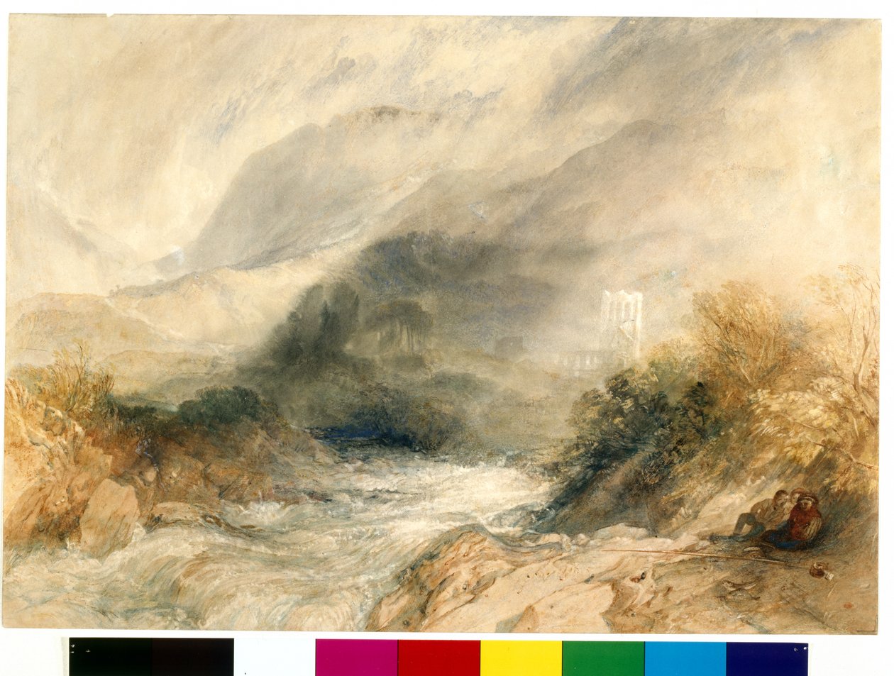 Llanthony Abbey, Monmouthshire (akvarelli lyijykynällä valkoisella paperilla) tekijältä Joseph Mallord William Turner