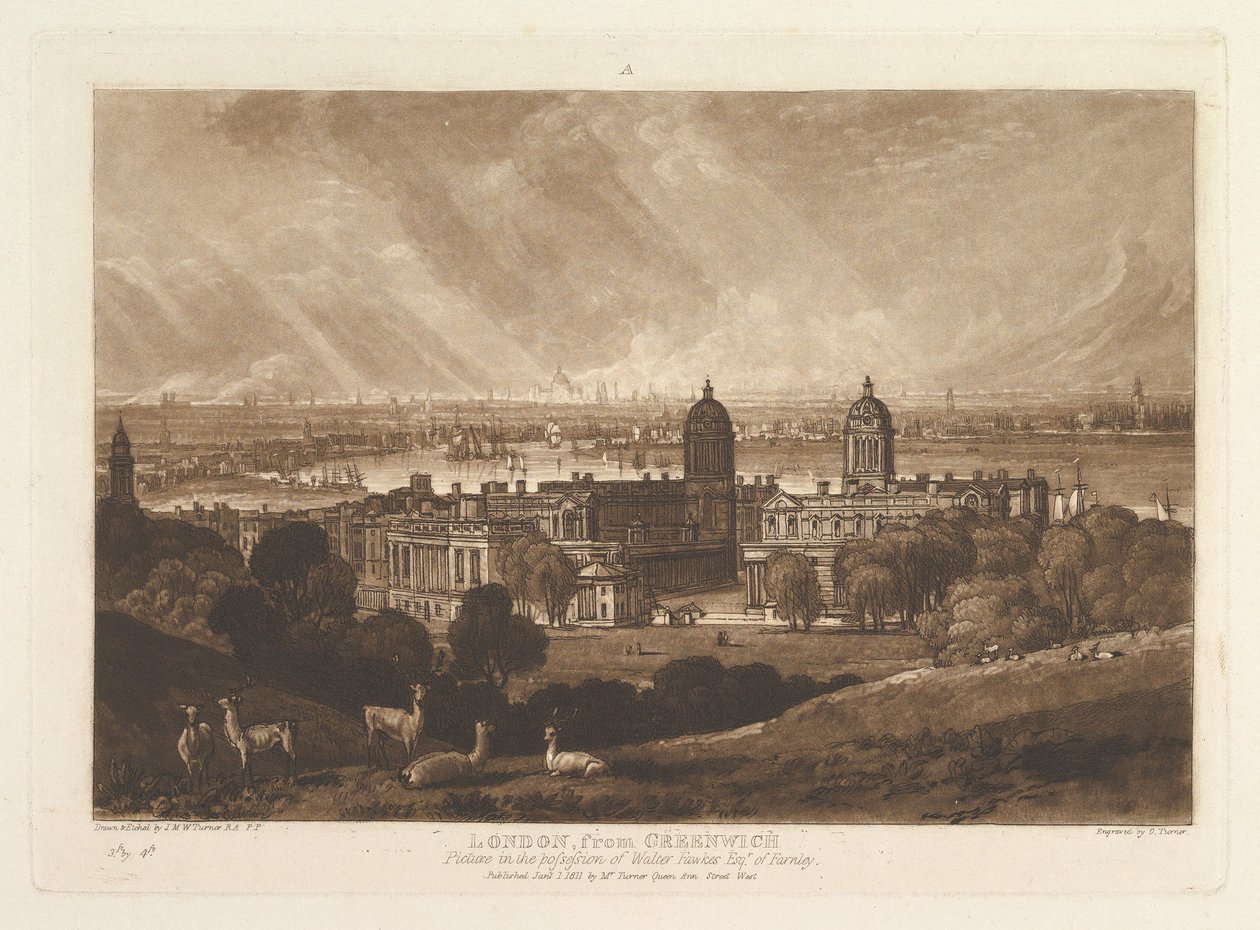 Lontoo Greenwich Liber Studiorumilta, osa V, levy 26, 1. tammikuuta 1811. tekijältä Joseph Mallord William Turner