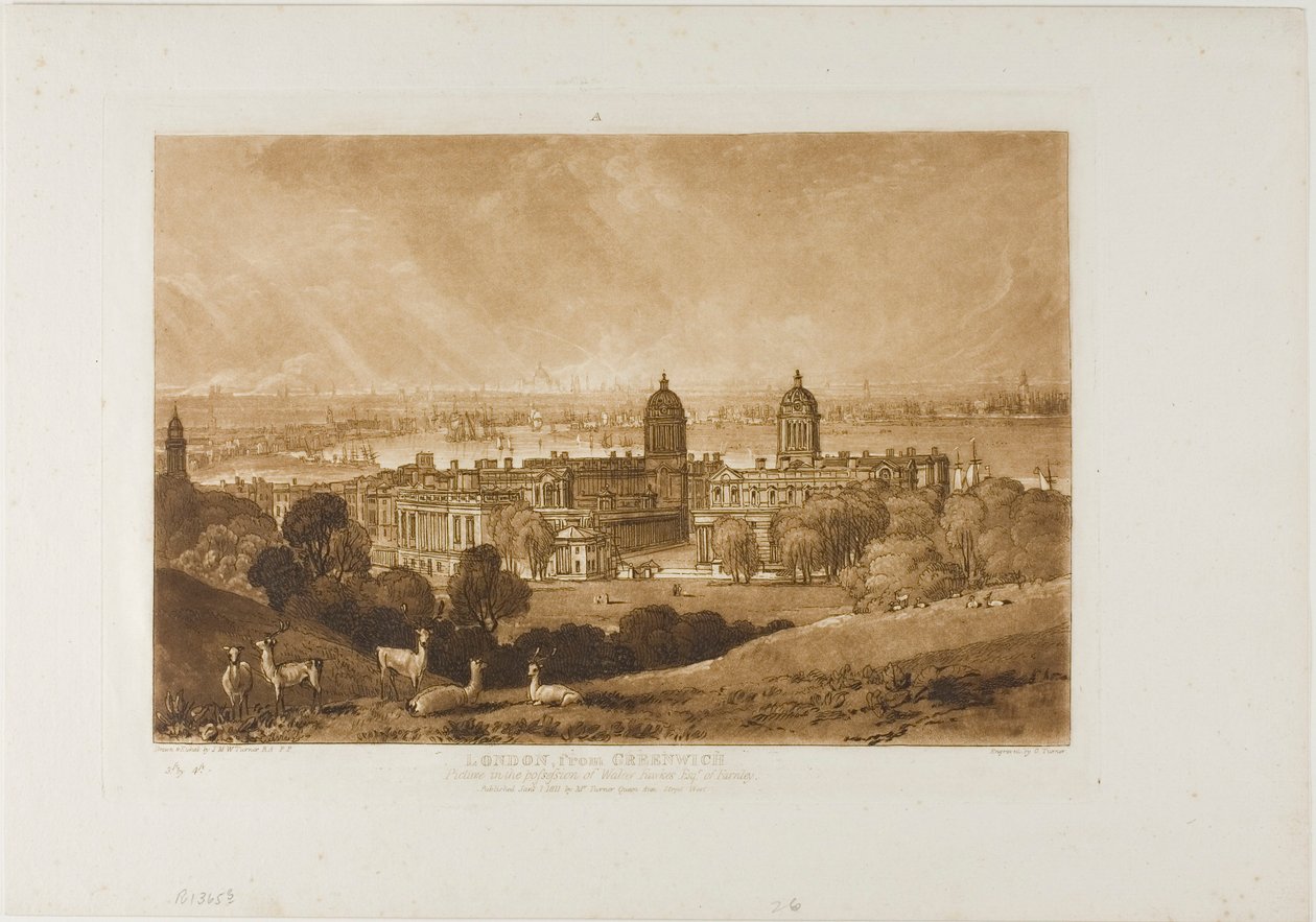 Lontoo Greenwichistä, levy 26 Liber Studiorumilta tekijältä Joseph Mallord William Turner