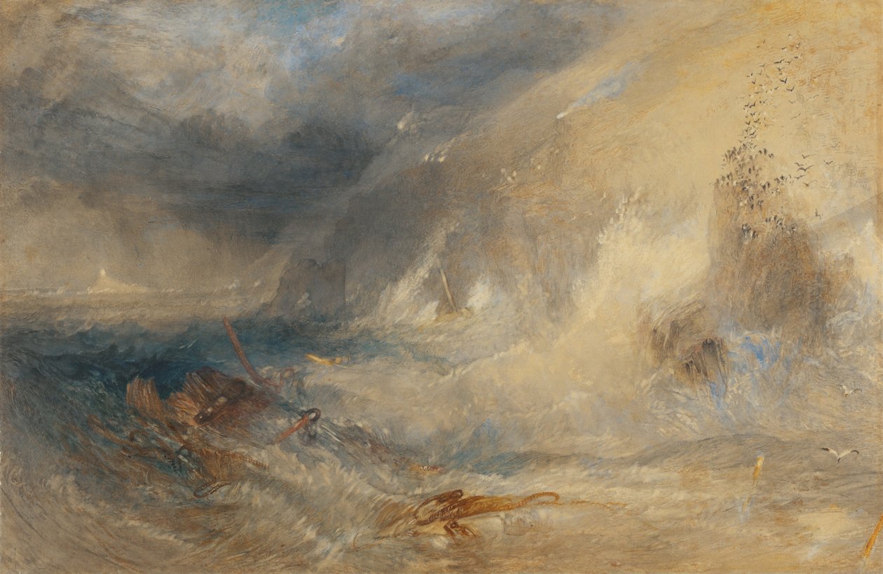 Longships Lighthouse, Lands End, n. 1834-1835 (akvarelli ja guassi) tekijältä Joseph Mallord William Turner