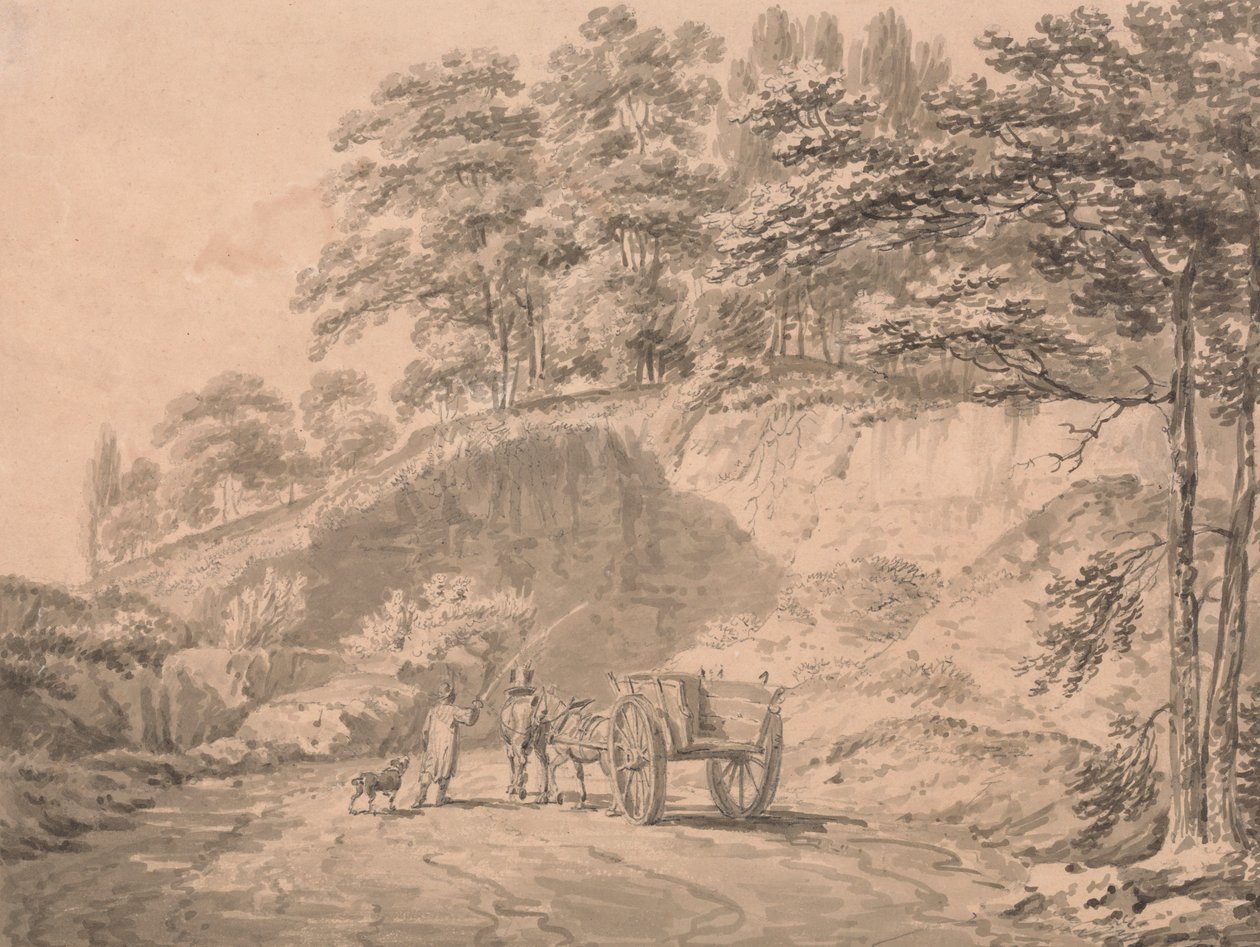 Mies hevoskärryineen saapumassa louhokselle tekijältä Joseph Mallord William Turner