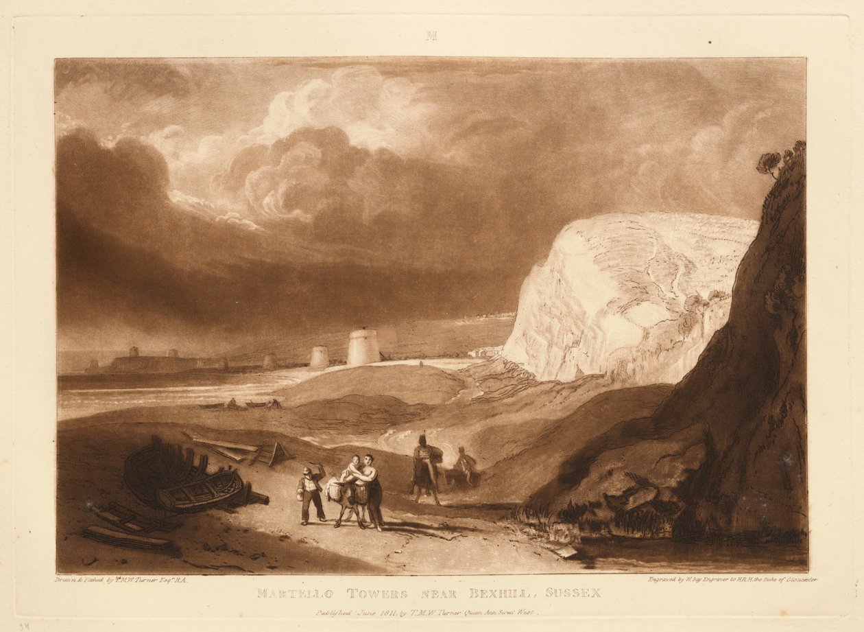 Martello-tornit lähellä Bexhilliä, Sussexissa tekijältä Joseph Mallord William Turner