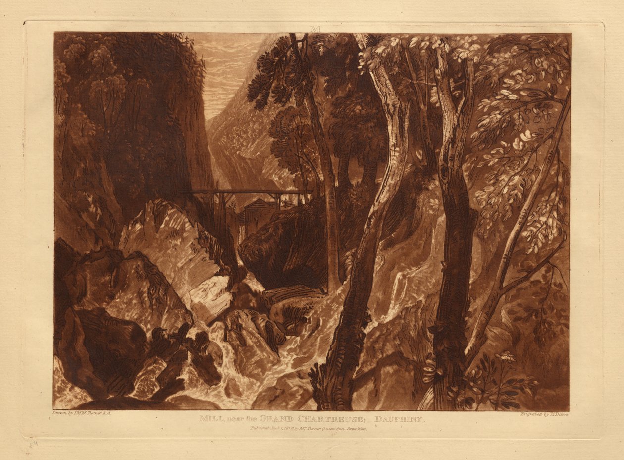 Mylly lähellä Grande Chartreusea tekijältä Joseph Mallord William Turner