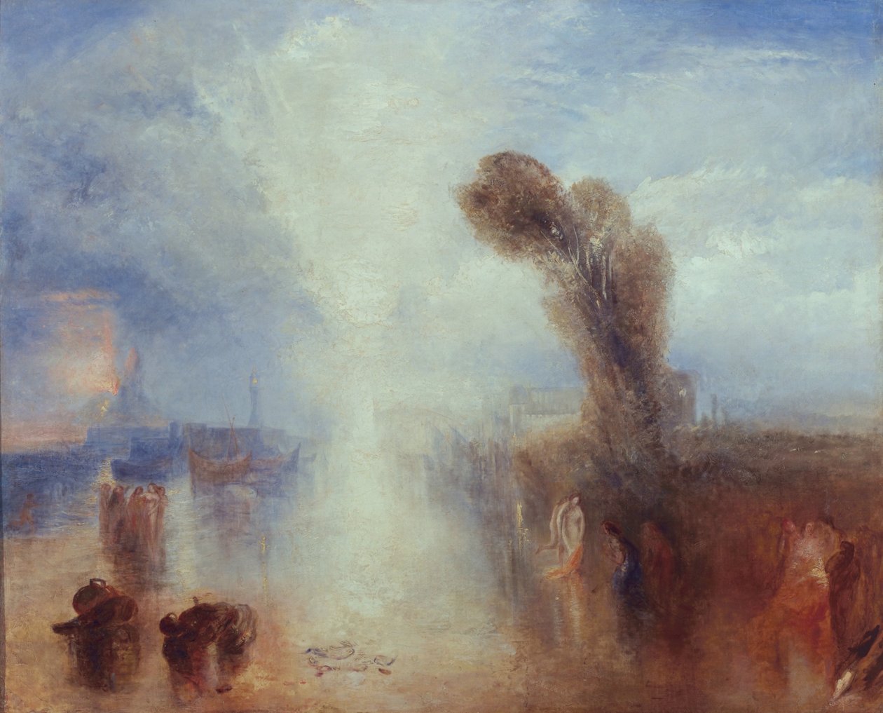 Napolitan Fisher Girls Surprised Bathing by Moonlight, n. 1840 (öljy kankaalle) tekijältä Joseph Mallord William Turner