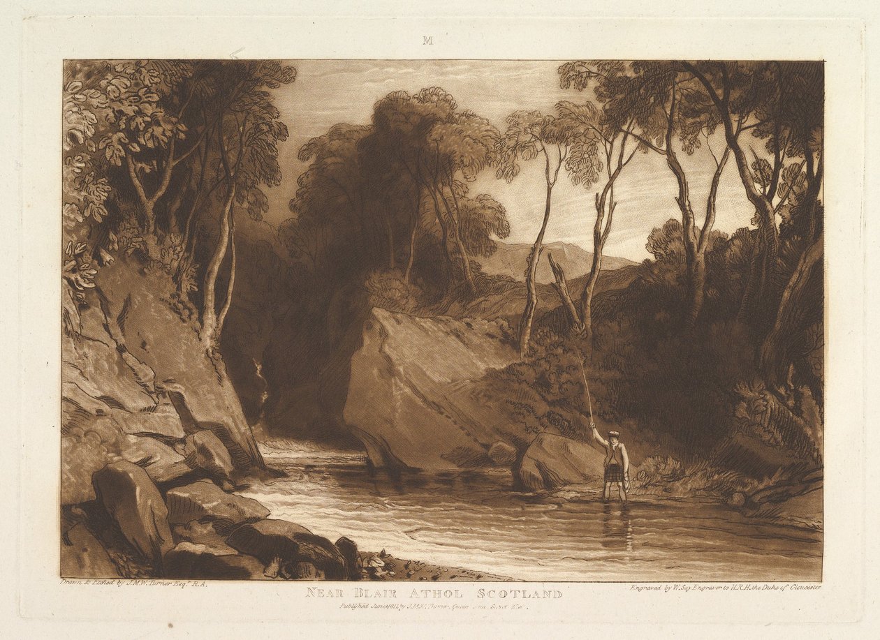 Lähellä Blair Atholia, Skotlanti Liber Studiorumia, osa VI, levy 30, 1. kesäkuuta 1811. tekijältä Joseph Mallord William Turner