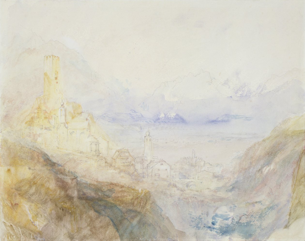 No.0588 Hospenthal, St. Gothardin kaatuminen, aamu (katso myös 95126) tekijältä Joseph Mallord William Turner