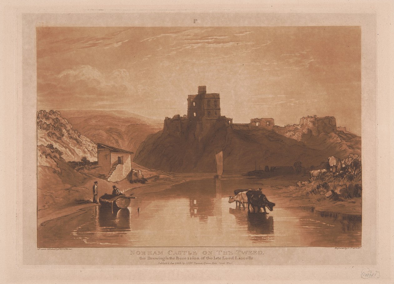 Norhamin linna Tweedjoen varrella tekijältä Joseph Mallord William Turner