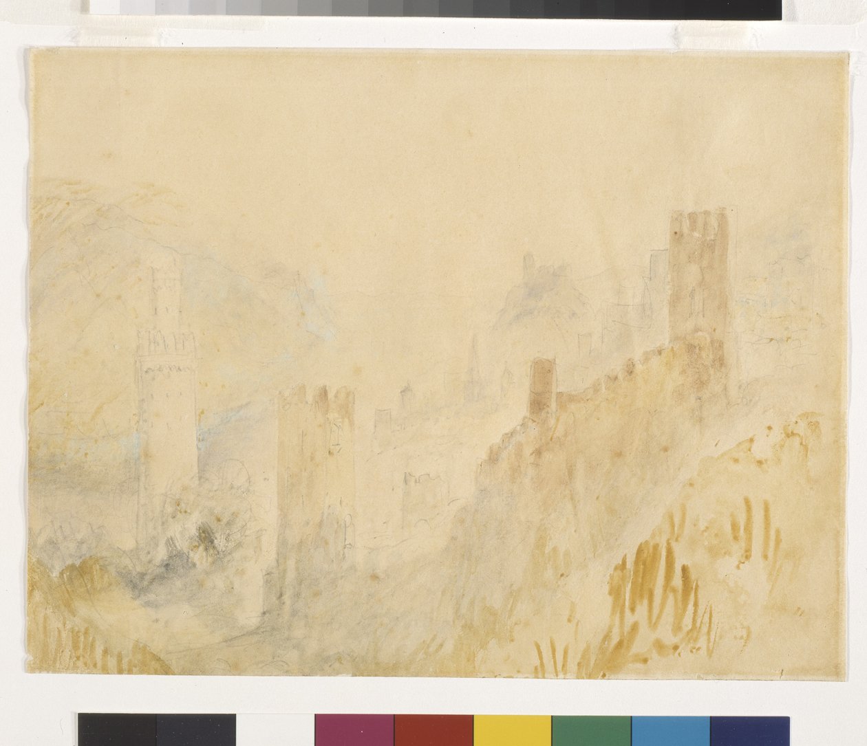 Oberwesel On The Rhine (akvarelli lyijykynällä valkoisella paperilla) tekijältä Joseph Mallord William Turner