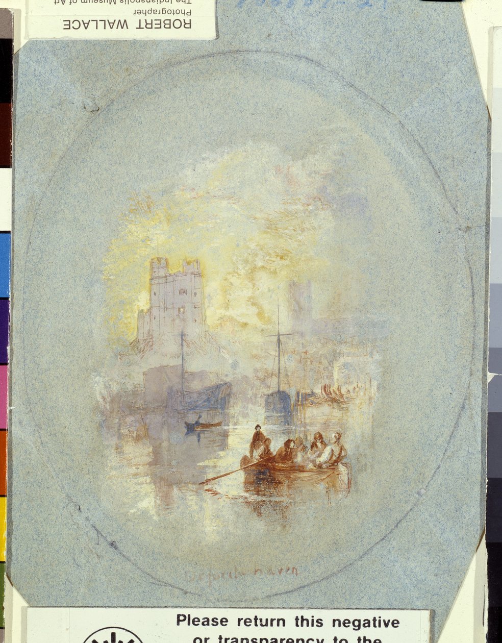 Orford Haven (guassi, vahvistettu kynällä ja musteella sinisellä paperilla) tekijältä Joseph Mallord William Turner