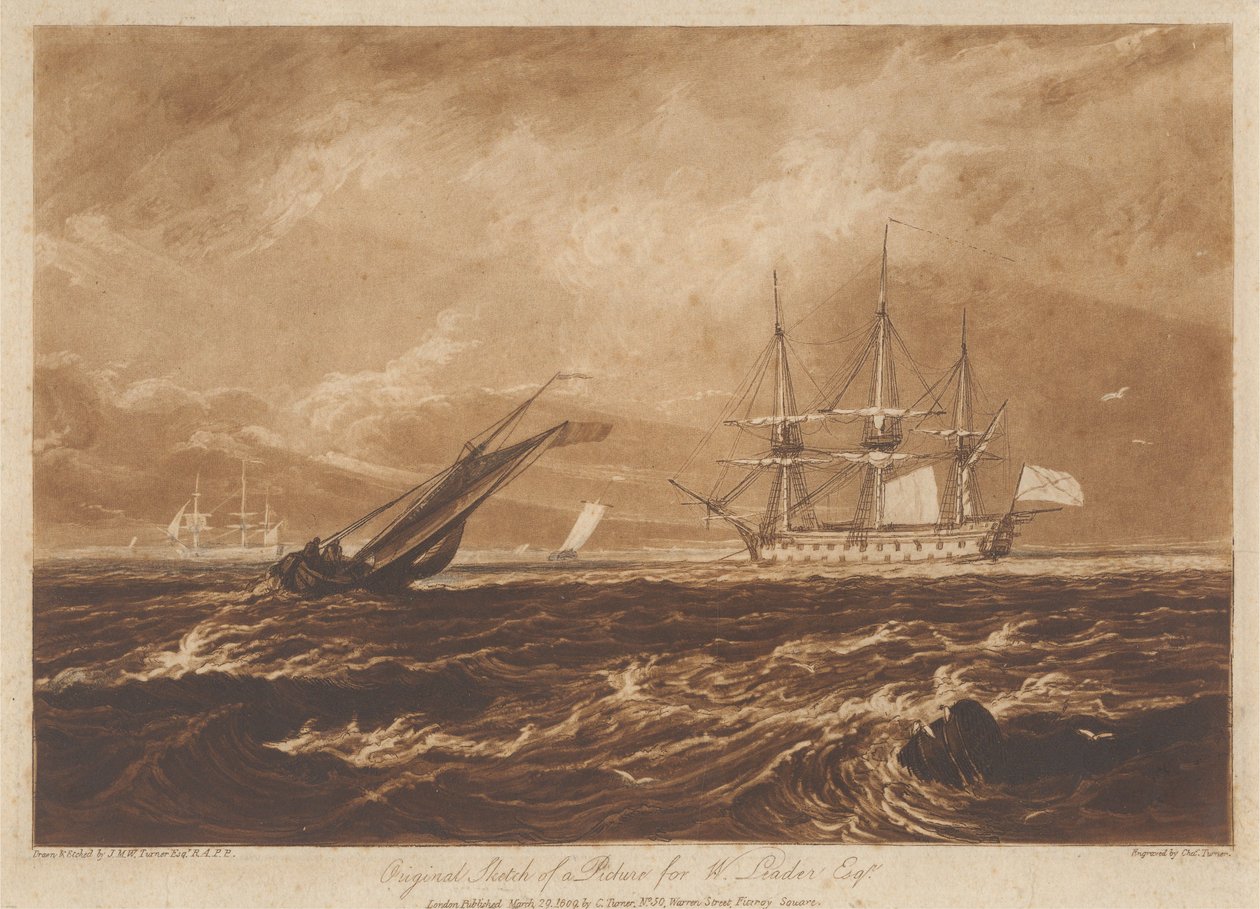 Alkuperäinen luonnos W. Leader, Esq.:lle tarkoitetusta kuvasta tekijältä Joseph Mallord William Turner
