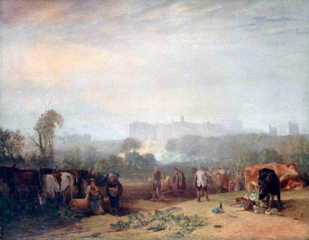 Nauriin kyntäminen, lähellä Sloughia, `Windsor, c1809 tekijältä Joseph Mallord William Turner